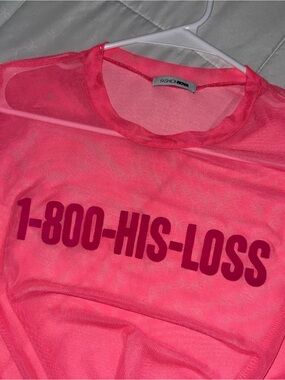 Hot Pink Fashion Nova 1-800-HIS-LOSS Graphic Mesh Tee Y2K 🩷